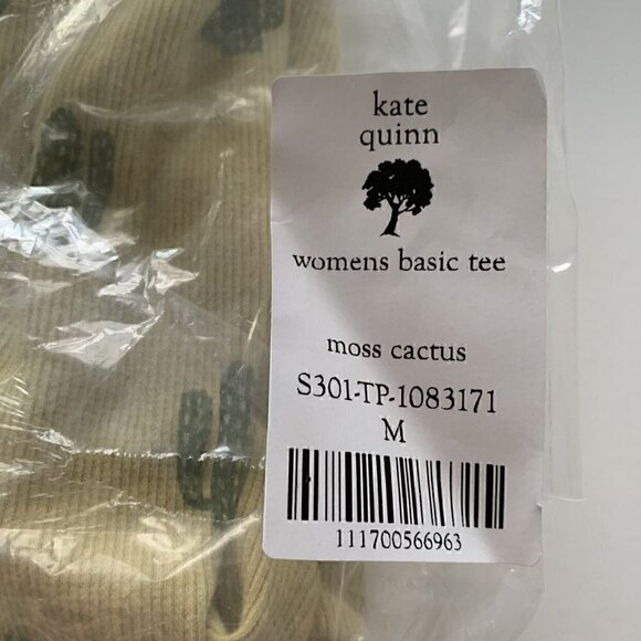 Kate Quinn Organics Women Thin Rib Moss Cactus Womens Basic Tee M Medium - Picture 6 of 6